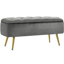Modern Ottoman Footstool Bench with Storage Compartment