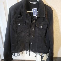 Black Distressed Denim Jacket