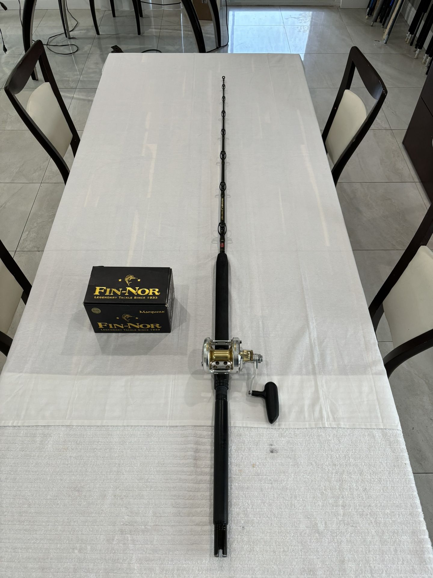 Fin Nor Marquesa 50 2 Speed on Penn Carnage Bluewater 50-100lb Rod