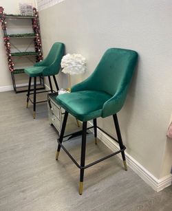 Emerald velvet bar stools