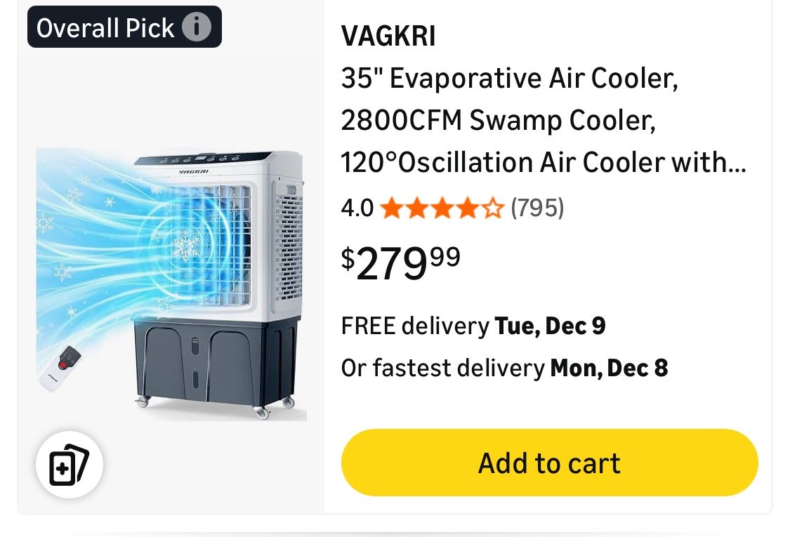 VAGKRI PORTABLE SWAMP COOLER