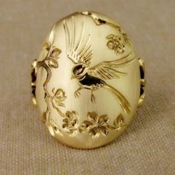 Vintage Style Gold Tone Bird Design Ring