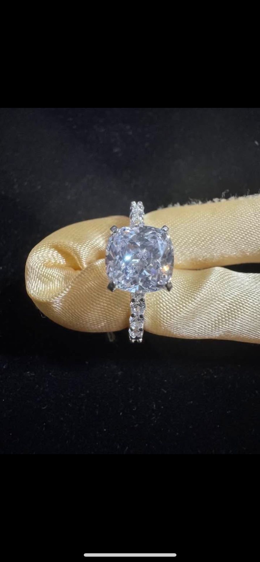 Sterling Silver Cushion Cut Engagement Ring