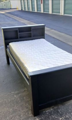 TWIN BED FRAME WITH HEADBOARD AND MATTRESS