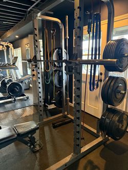 Squat rack, rogue bench
