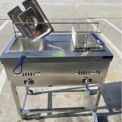 freidora de dos canastas de acero inoxidable de gas propano