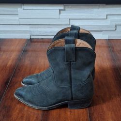 Frye Billy Short DISTRESSED Black Gray Leather Western Cowgirl Women’s Sz 6 M 