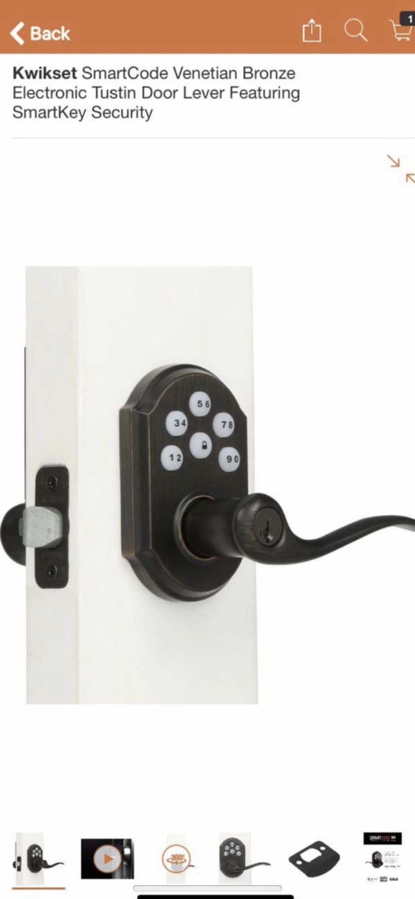 Kwikset Bronze smart code 911 touch keyless entry door lock