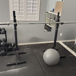 SFE Bar 45lbs 7ft and Stands And Weights