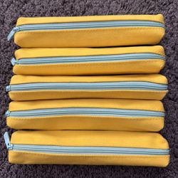 Set of 5 Yellow Pencil Cases
