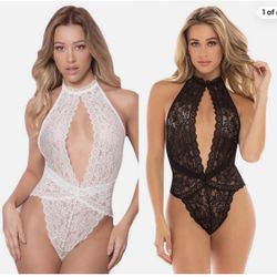Sexy Lingerie Women Lace Hollow Out V-neck Open Back Bodysuit