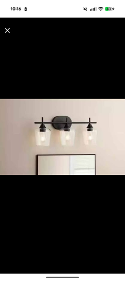 24 in. 3-Lights Black Vanity Light with Clear Glass Shade - Used like New
