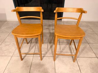 Mid-Century Modern Wood Bar Stools – Set of 2