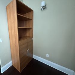 Solid Wood 6-Shelf Bookcase w/Adjustable Shelves & Doors