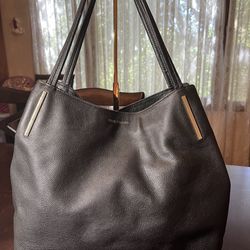 Vince Camuto Black Pebbled Leather Tote
