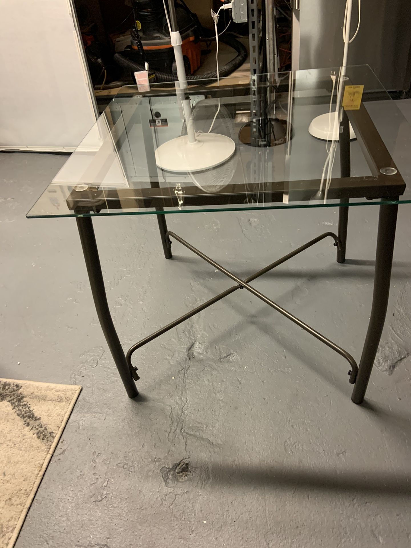 Glass end table with metal frame