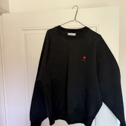 AMI Paris Black Crewneck Sweatshirt Large For Men
