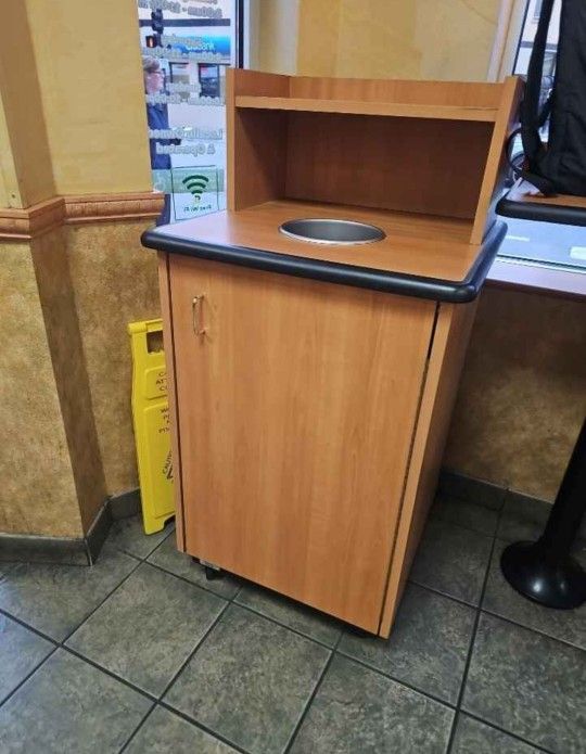 TRASH CAN CABINET with TRAY HOLDER