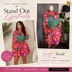 Floral Patchwork Mini Dress Size Small