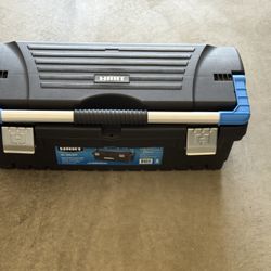 HART 26" Toolbox, Resin Tool Storage and Organization, Black with Blue