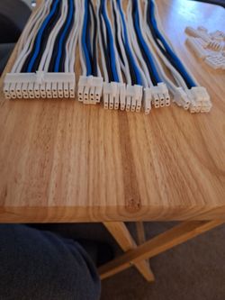 Asiahorse blue, black, and white sleeved psu extensions cables