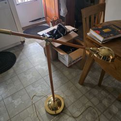 Modern Brass And Wood Floor Lamp