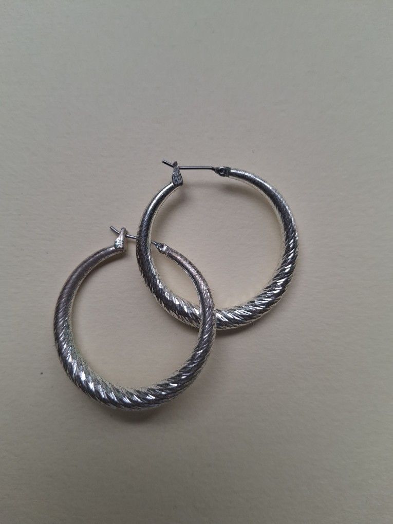 Sterling Silver 2"round Hoop Earrings