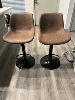 Set of 2 Modern Adjustable Bar Stools