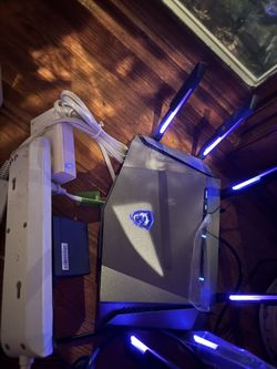 MSI Radix AXE6600 WiFi 6E Tri-Band Gaming Router, AI QoS, RGB, 1.8GHz Quad-Core Processor, MU-MIMO, Tri Band Gigabit Wireless, 8-Stream, High Speed Lo