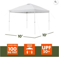 Ozark Trail 10x10 Instant Pop Up Canopy Tent with Simple Push Setup – Straight Leg Pop-Up Tent for Tailgating, Camping & Events, White
