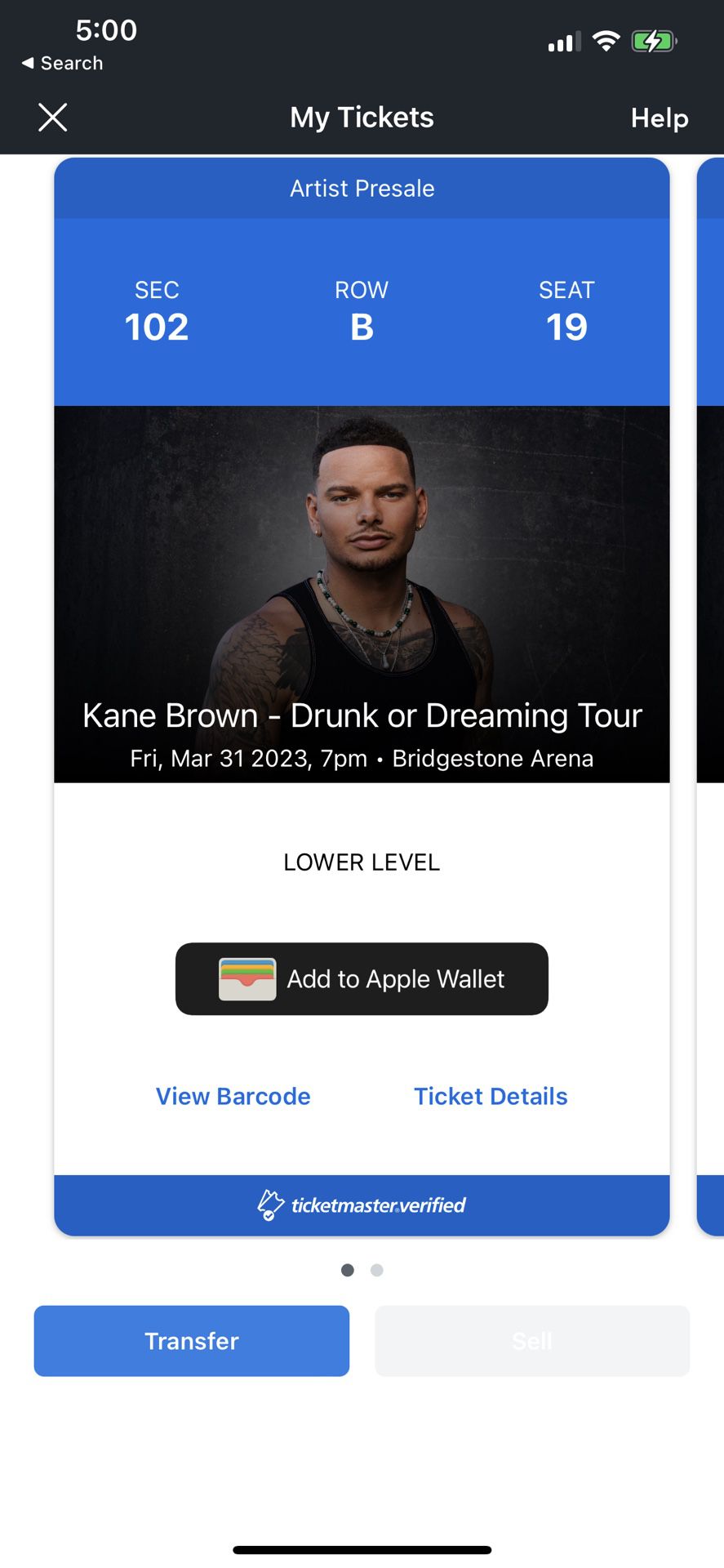 2 Tickets Kane Brown, Dustin Lynch & LoCash 3/31/23 Nashville, TN