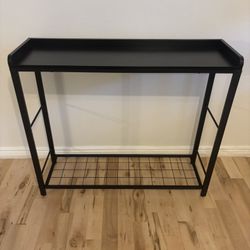Livofloral Entryway Table With Metal Grid Shelf, 2 Tier- Black, 24" deep, 39.5" wide, 33" tall