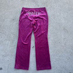 JUICY COUTURE Women’s Velour Sequin Pink Fuchsia Pants Size L