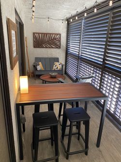Montego Counter Table and 4 counter stools from Room and Board