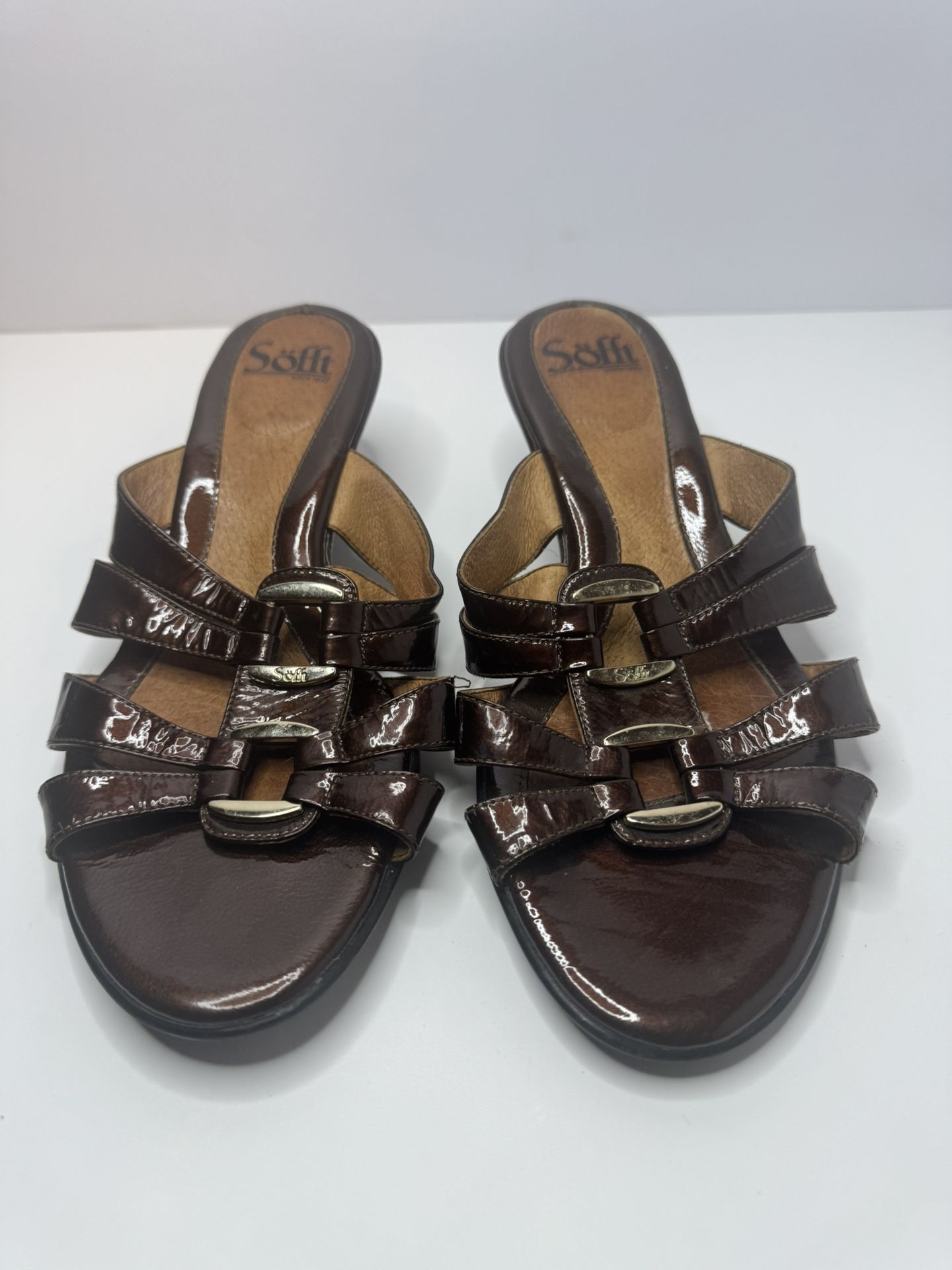 Sofft Brown Patent Leather Sandals Size 9W