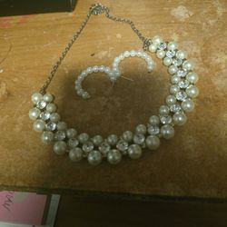 Sea Pearl Choker With Matching Earrings