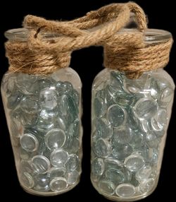 2 glass beads jars, OBO