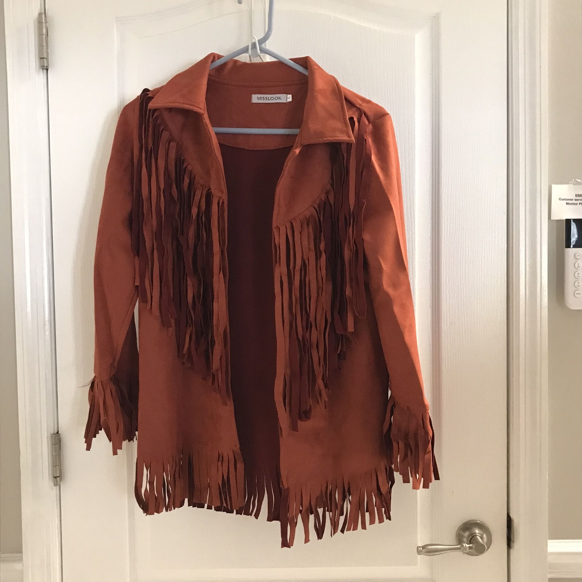Brand New  Faux suede Fringe lightweight jacket in COFFEE color