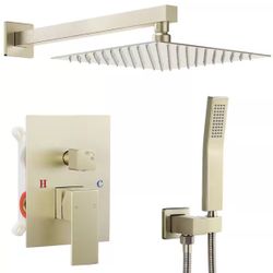 12” Square Shower System In Brushed Gold