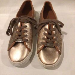 bebe Sport Women's Dane Lace Up Fashion Sneakers Rose Gold - SIZE 9 1/2