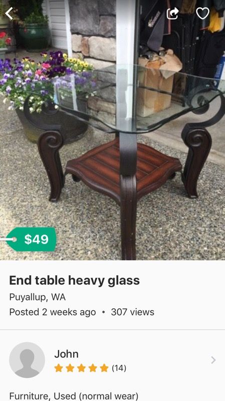 Heavy glass end table 1 only