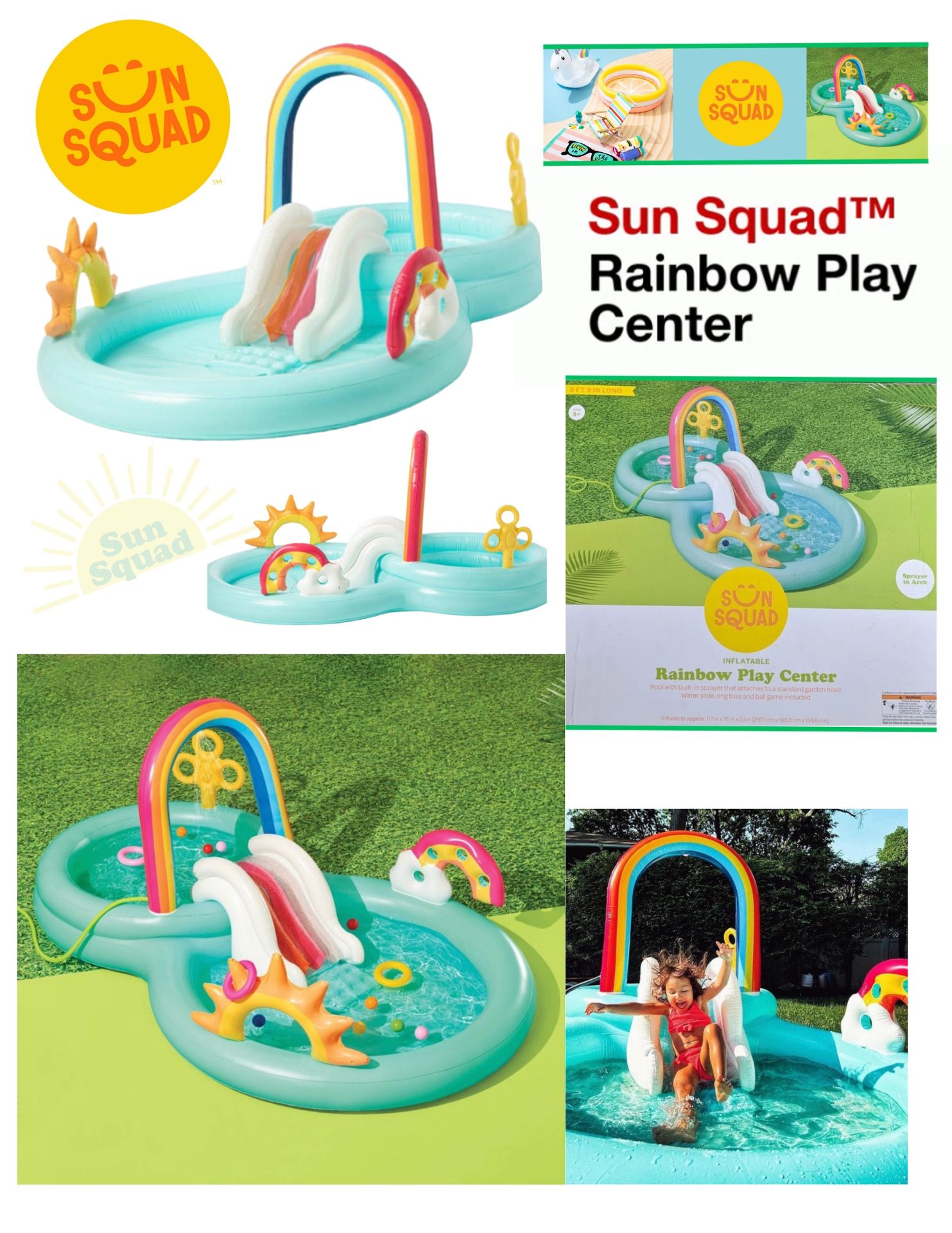 INFLATABLE RAINBOW THEMED POOL & PLAY CENTER from SUN SQUAD - NEW