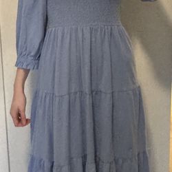 J.Crew Blue Smocked Midi Dress – Medium