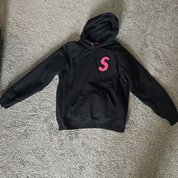 Supreme S Logo Hooded Sweatshirt FW19 Black/Pink
