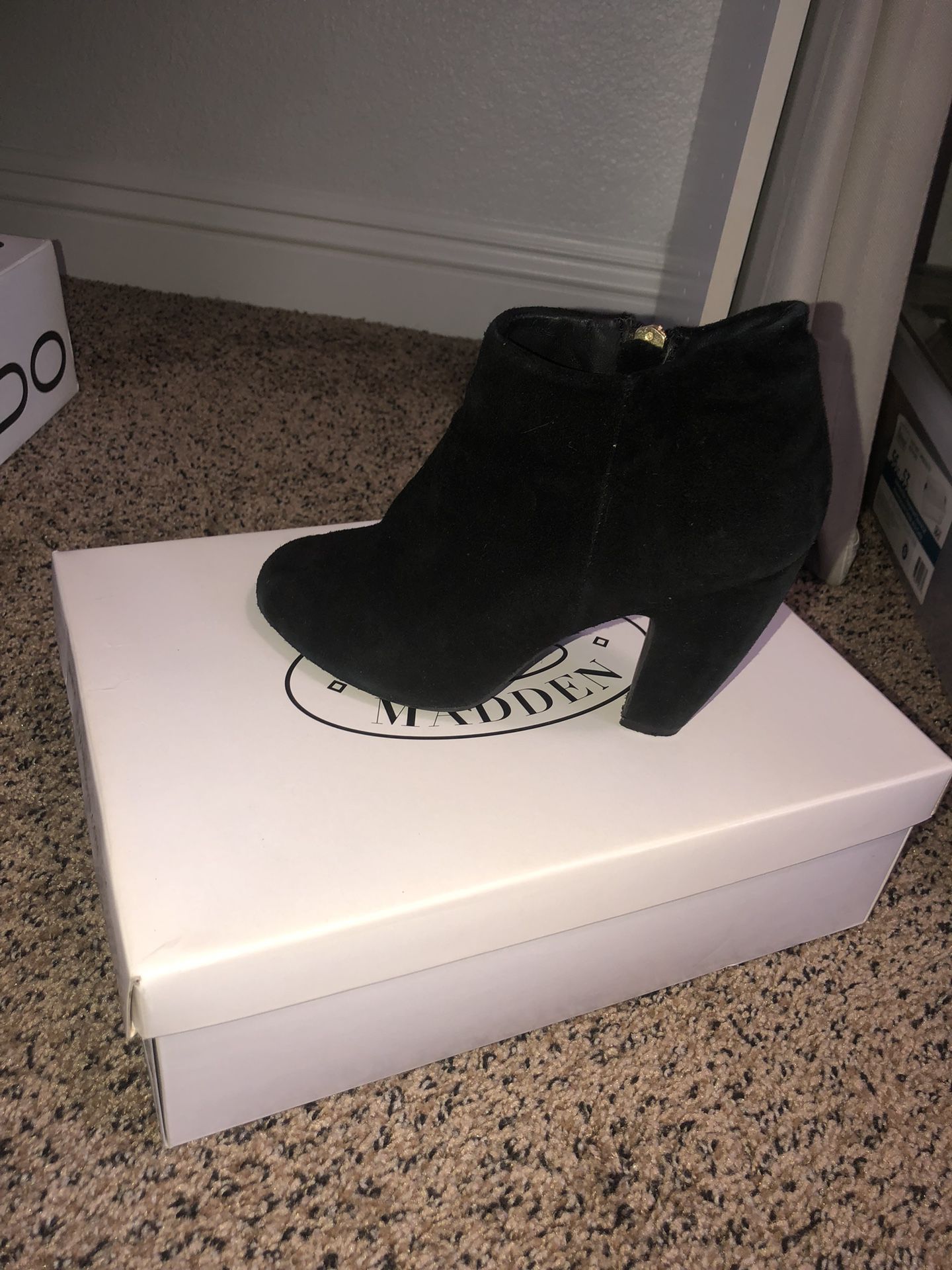 Black Suede Ankle Boots - Size 7.5