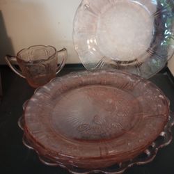 Pink Depression Glass Mismatched Set 