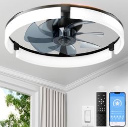 PACOVY Ceiling Fans with Lights and Remote 20 Inch, 3200LM LED & 6-Speed Fan, Low Profile Ceiling Fan Light Fandelier Dimmable 3000K–6500K, Quiet Copp