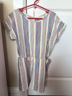 Cat and Jack Red blue and White stripes romper