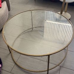 Round Vintage Glass Coffee Table 