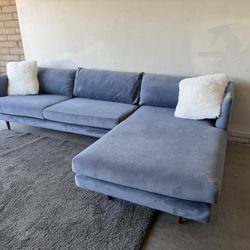 Blue Mid Century Modern Sectional Sofa Couch Sala 